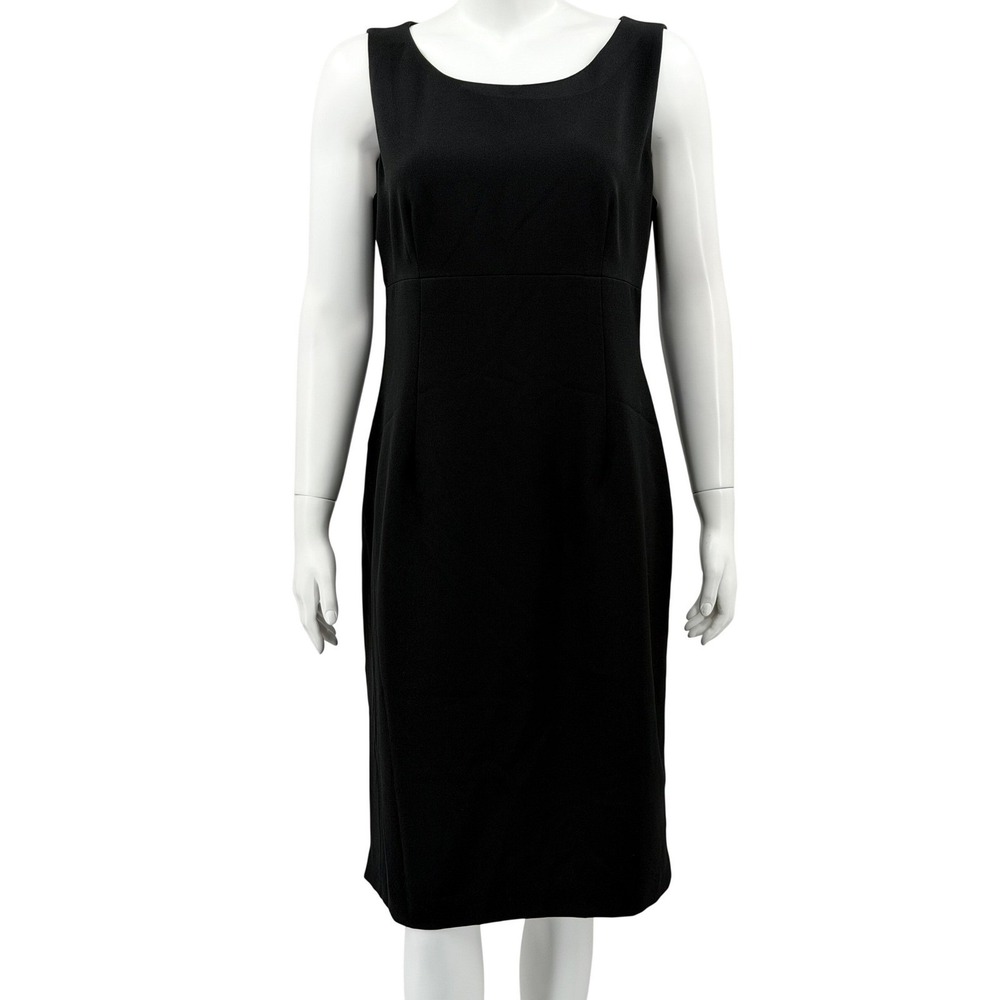 Kasper Dress Womens 10 Black Sleeveless Sheath Scoop Neck Classic Career Office